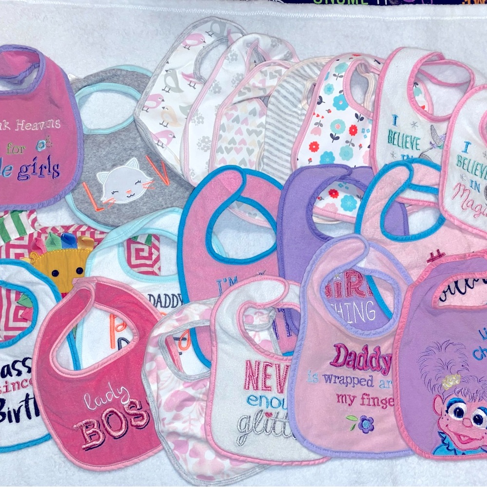 20 baby girl bibs